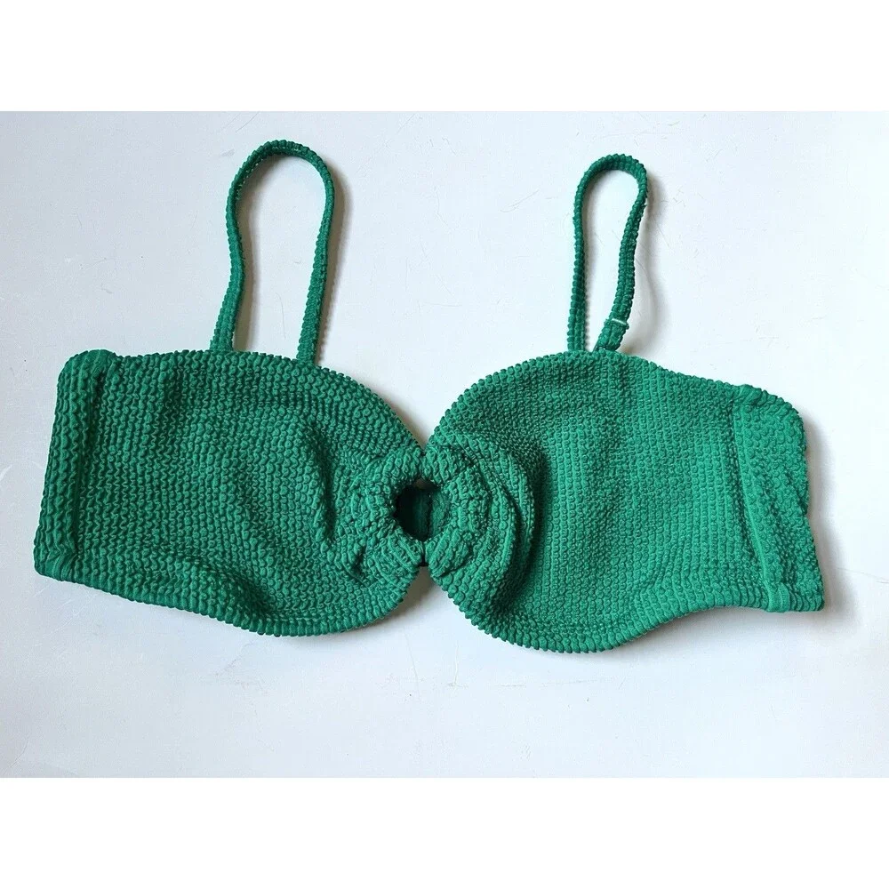 J.Crew Women’s S Emerald Green Crinkle Cutout Bikini Top Swim